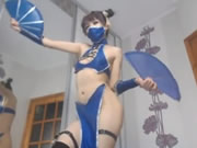Cosplay Ninja Chica Masturbación en Webcam